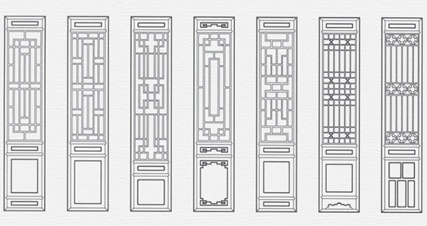 环翠常用中式仿古花窗图案隔断设计图